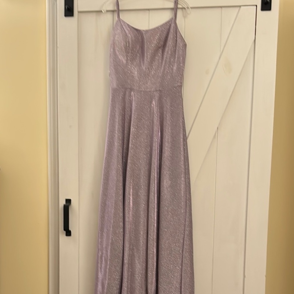 Elegant Lavender Spaghetti Strap Gown